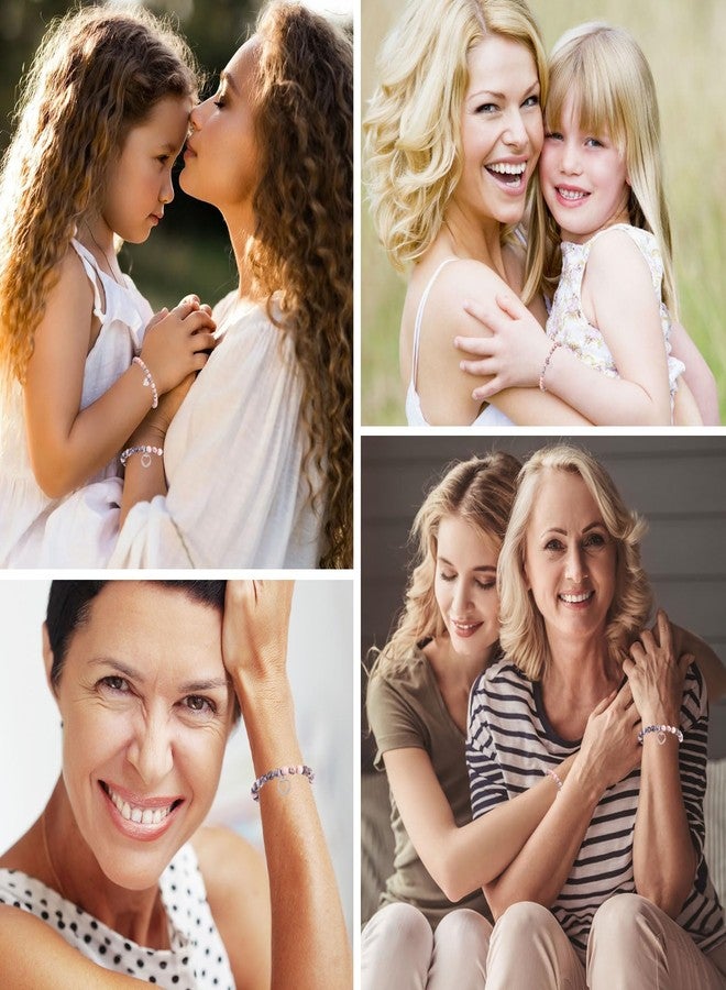 WGXIA 2Pcs Mother Daughter Bracelets, WGXIA Matching Heart Pink Natural Stone Beads Bracelet for Mom & Daughter Birthday Mothers Day Jewelry Gifts - Image 5